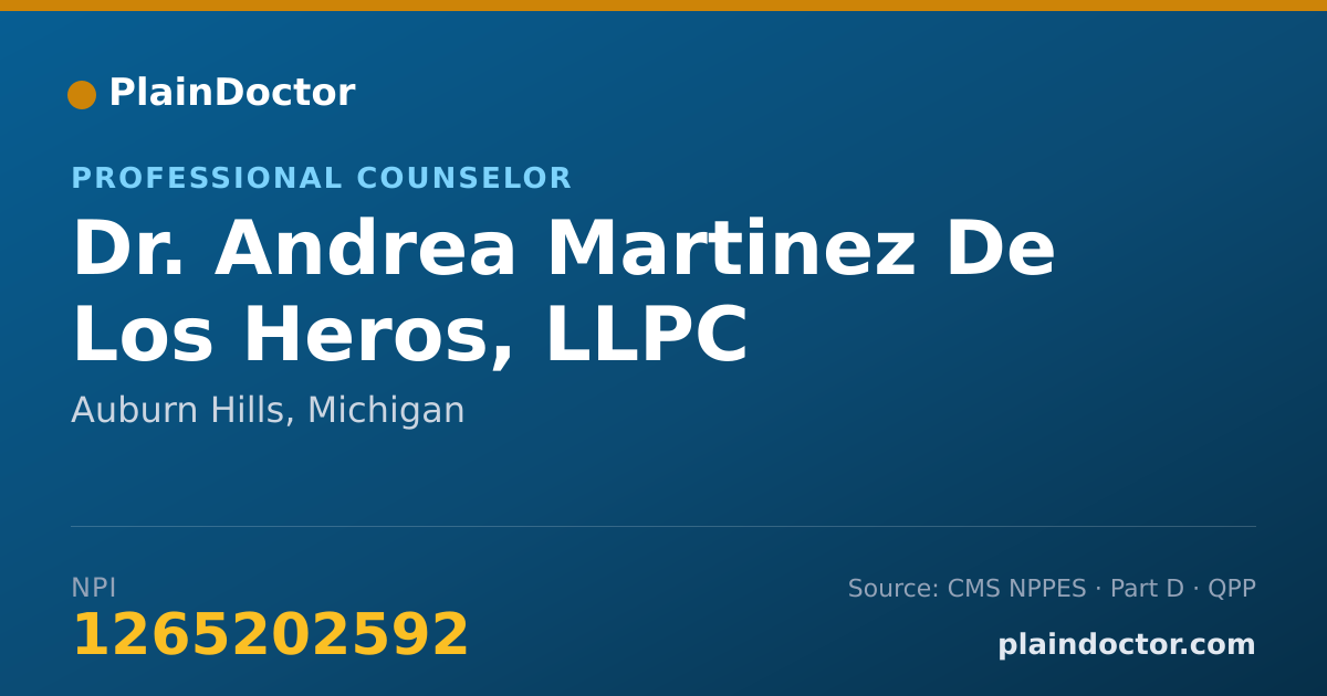 Shareable card for Andrea Martinez De Los Heros, LLPC - Professional Counselor, Auburn Hills, MI
