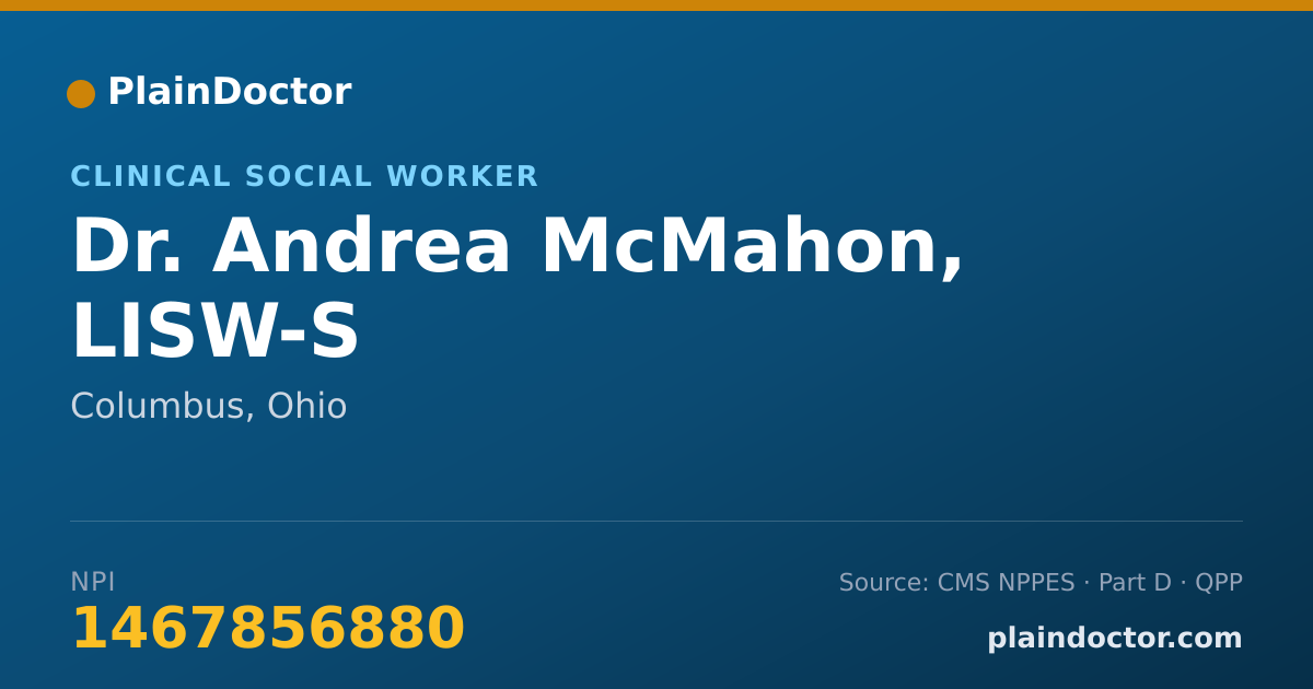 Shareable card for Andrea McMahon, LISW-S - Clinical Social Worker, Columbus, OH