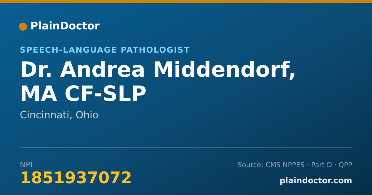 Shareable card for Andrea Middendorf, MA CF-SLP - Speech-Language Pathologist, Cincinnati, OH