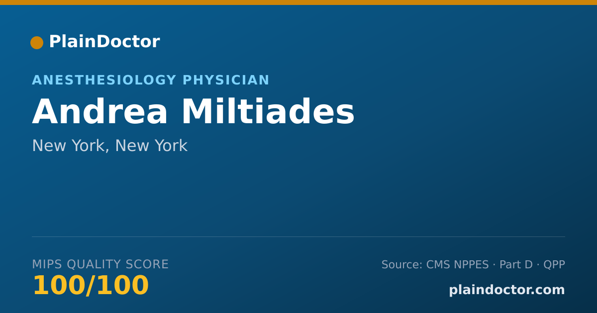 Shareable card for Andrea Miltiades - Anesthesiology Physician, New York, NY