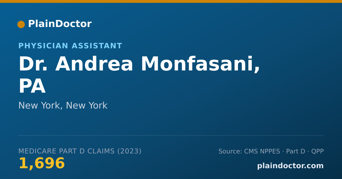 Shareable card for Andrea Monfasani, PA - Physician Assistant, New York, NY
