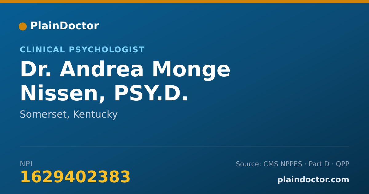 Shareable card for Andrea Monge Nissen, PSY.D. - Clinical Psychologist, Somerset, KY