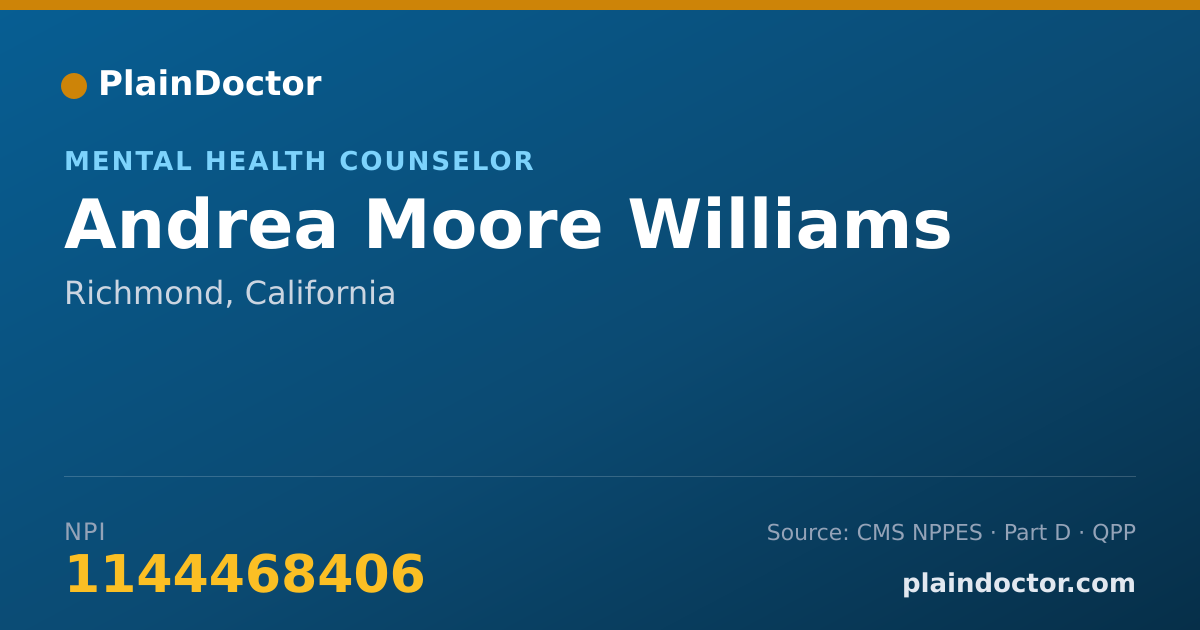 Shareable card for Andrea Moore Williams - Mental Health Counselor, Richmond, CA