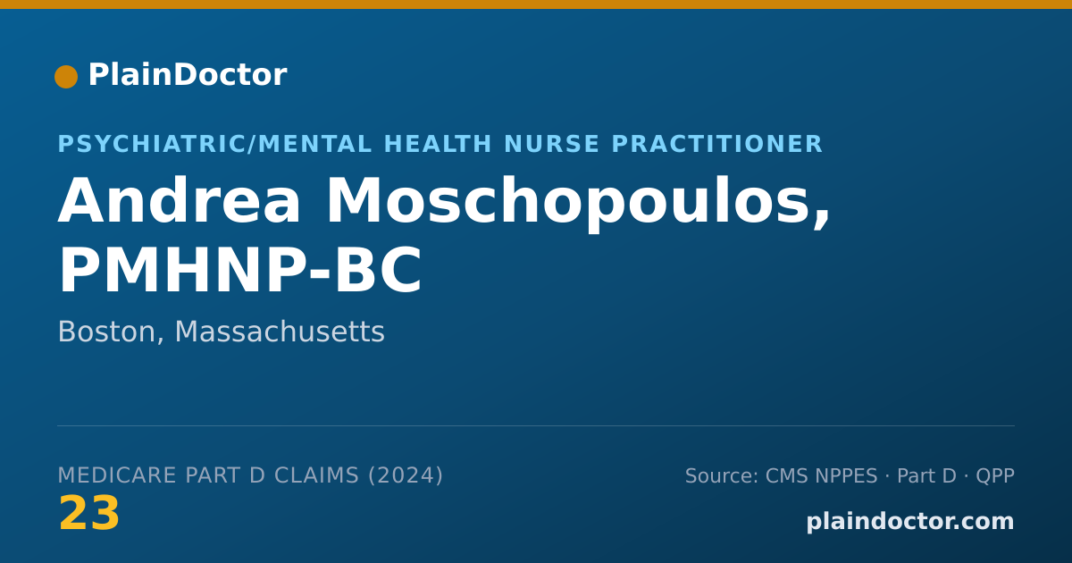 Shareable card for Andrea Moschopoulos, PMHNP-BC - Psychiatric/Mental Health Registered Nurse, Boston, MA