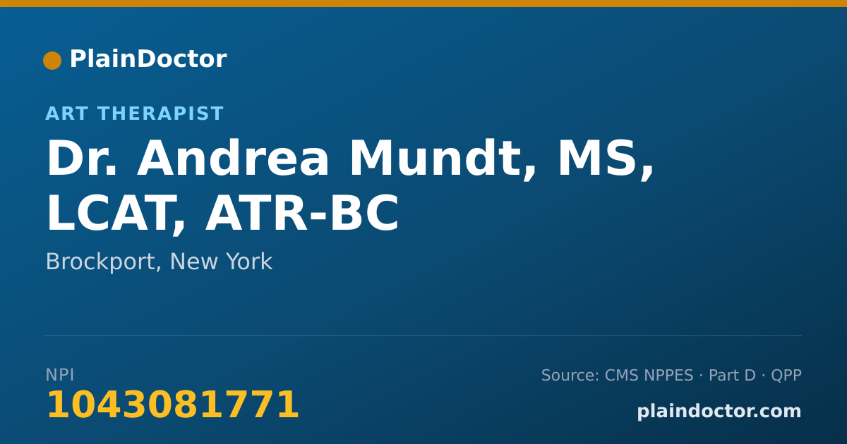 Shareable card for Andrea Mundt, MS, LCAT, ATR-BC - Art Therapist, Brockport, NY