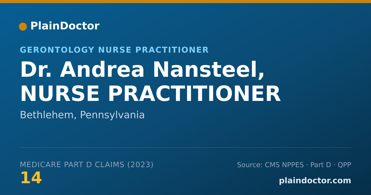 Shareable card for Andrea Nansteel, NURSE PRACTITIONER - Gerontology Nurse Practitioner, Bethlehem, PA
