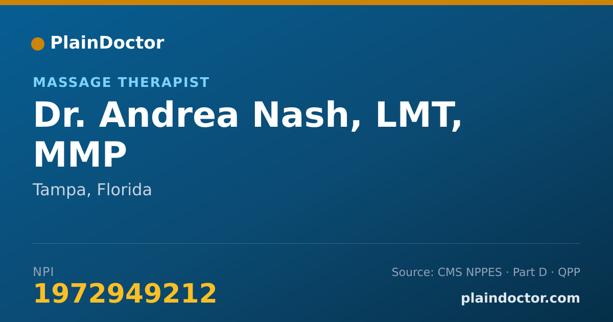 Shareable card for Andrea Nash, LMT, MMP - Massage Therapist, Tampa, FL
