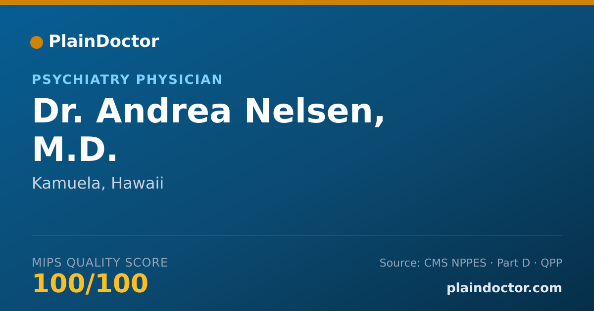 Shareable card for Andrea Nelsen, M.D. - Psychiatry Physician, Kamuela, HI