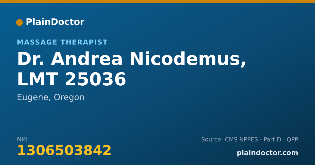 Shareable card for Andrea Nicodemus, LMT 25036 - Massage Therapist, Eugene, OR