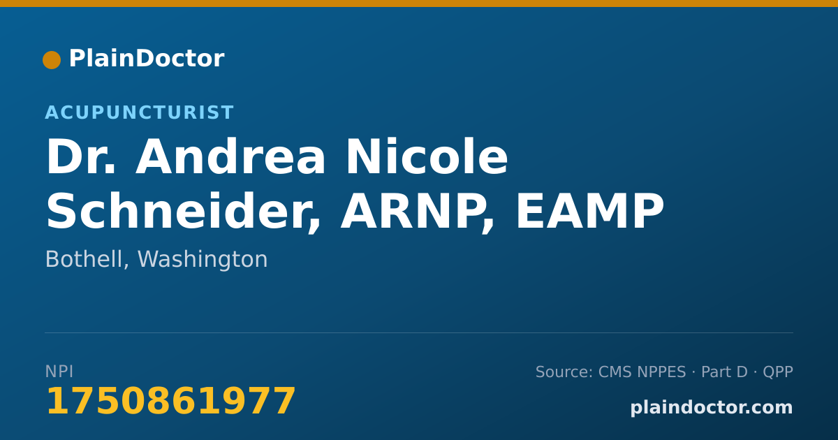 Shareable card for Andrea Nicole Schneider, ARNP, EAMP - Acupuncturist, Bothell, WA