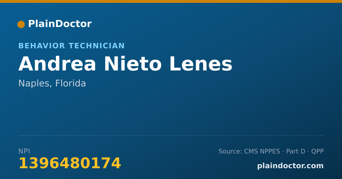 Shareable card for Andrea Nieto Lenes - Behavior Technician, Naples, FL