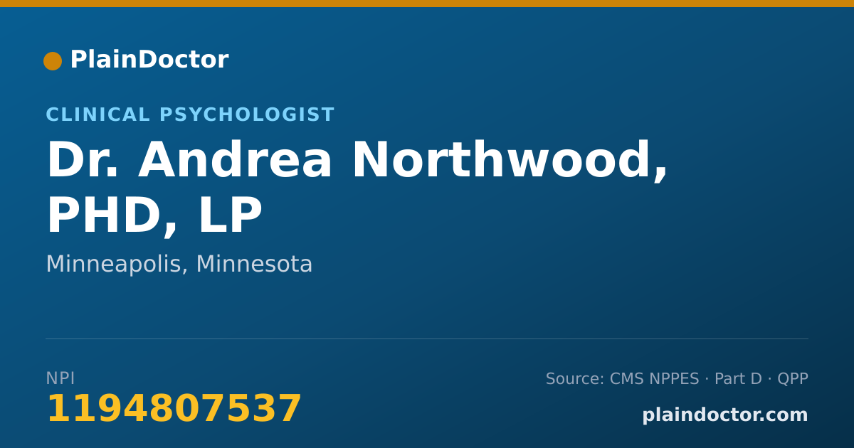 Shareable card for Andrea Northwood, PHD, LP - Clinical Psychologist, Minneapolis, MN