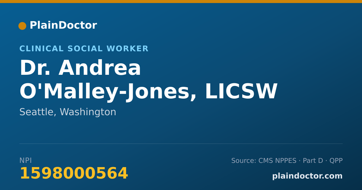 Shareable card for Andrea O'Malley-Jones, LICSW - Clinical Social Worker, Seattle, WA