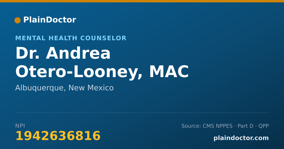 Shareable card for Andrea Otero-Looney, MAC - Mental Health Counselor, Albuquerque, NM