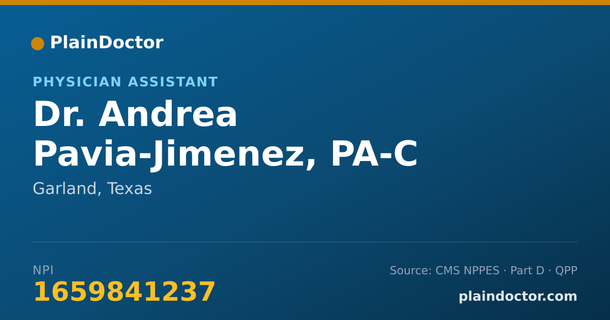 Shareable card for Andrea Pavia-Jimenez, PA-C - Physician Assistant, Garland, TX