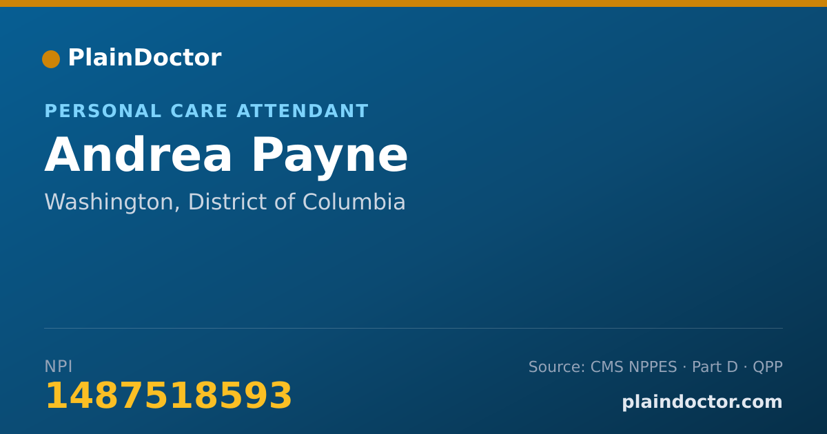 Shareable card for Andrea Payne - Personal Care Attendant, Washington, DC