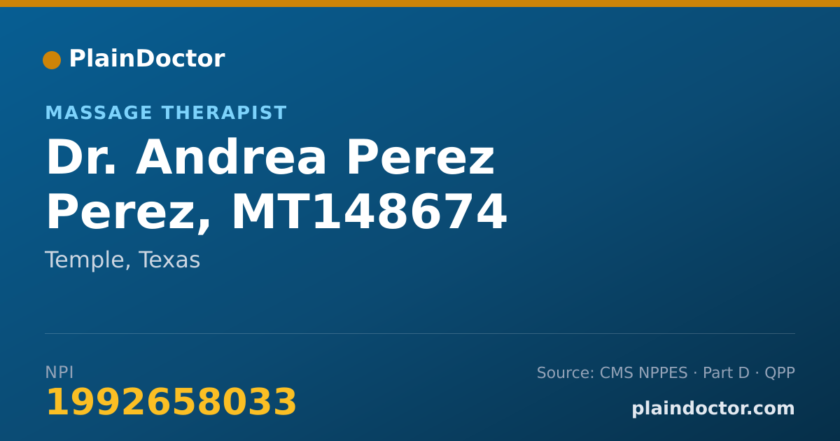 Shareable card for Andrea Perez Perez, MT148674 - Massage Therapist, Temple, TX
