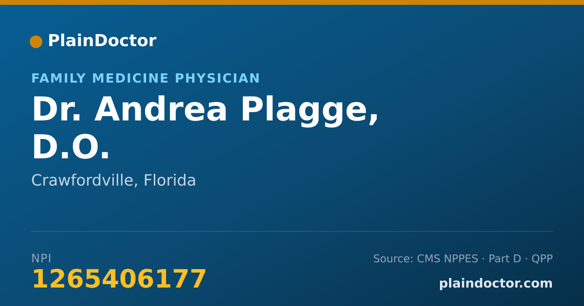 Shareable card for Andrea Plagge, D.O. - Family Medicine Physician, Crawfordville, FL