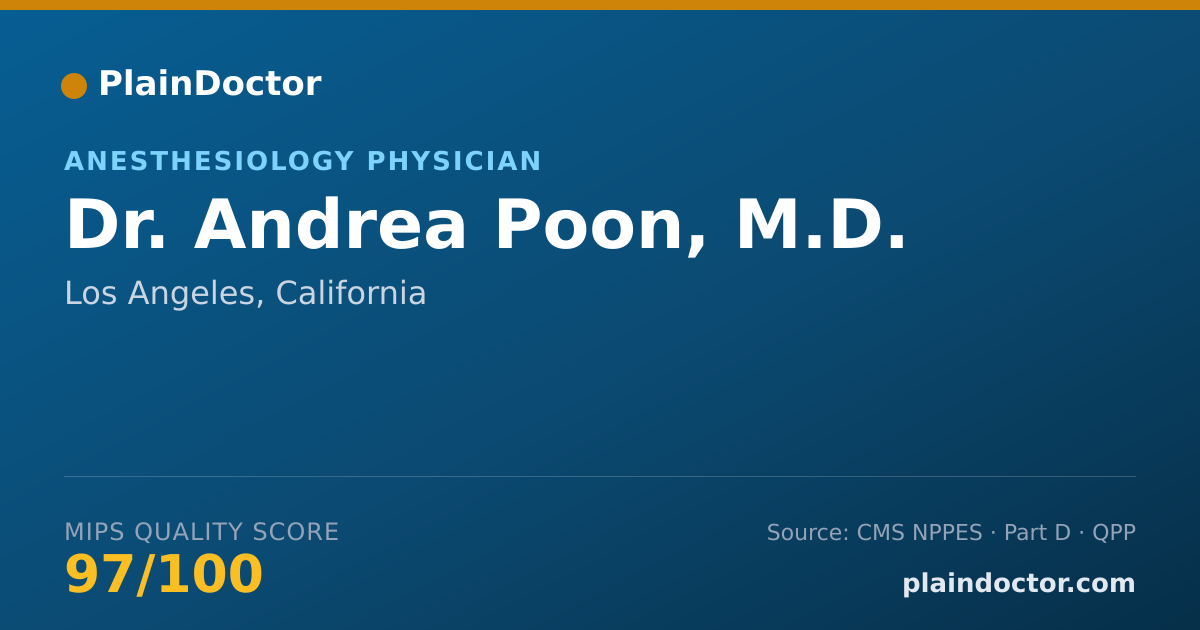 Shareable card for Andrea Poon, M.D. - Anesthesiology Physician, Los Angeles, CA