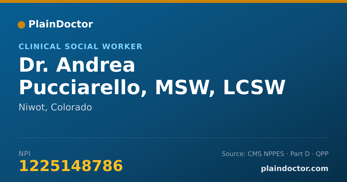 Shareable card for Andrea Pucciarello, MSW, LCSW - Clinical Social Worker, Niwot, CO