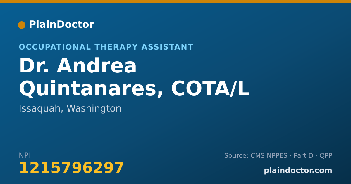 Shareable card for Andrea Quintanares, COTA/L - Occupational Therapy Assistant, Issaquah, WA