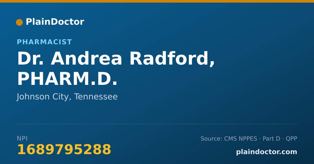 Shareable card for Andrea Radford, PHARM.D. - Pharmacist, Johnson City, TN