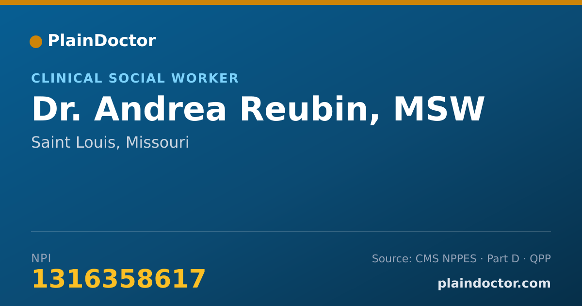 Shareable card for Andrea Reubin, MSW - Clinical Social Worker, Saint Louis, MO