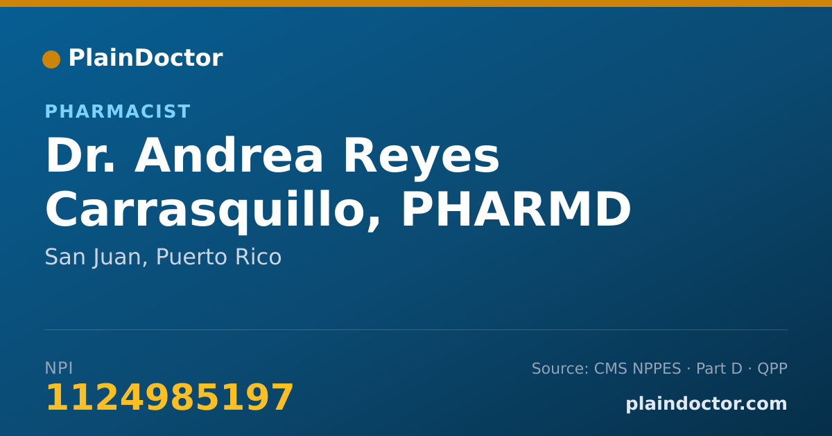 Shareable card for Andrea Reyes Carrasquillo, PHARMD - Pharmacist, San Juan, PR