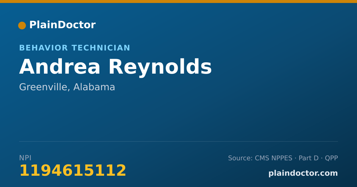 Shareable card for Andrea Reynolds - Behavior Technician, Greenville, AL