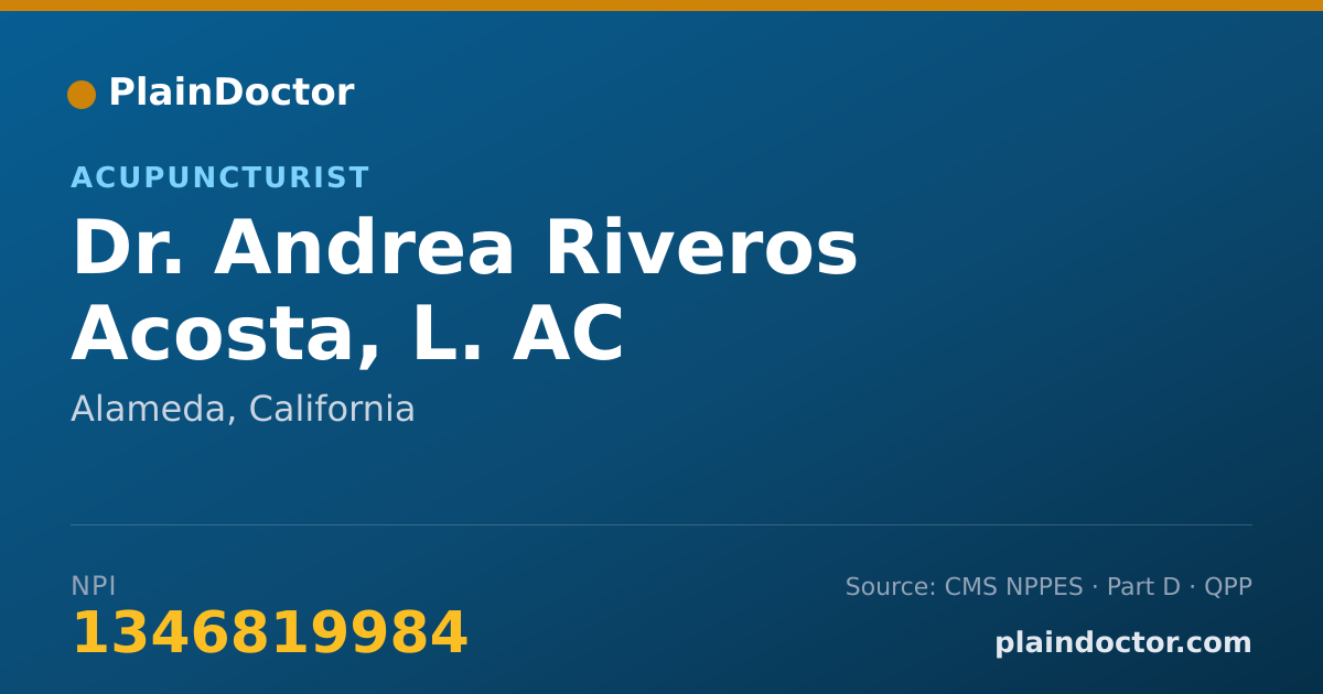 Shareable card for Andrea Riveros Acosta, L. AC - Acupuncturist, Alameda, CA