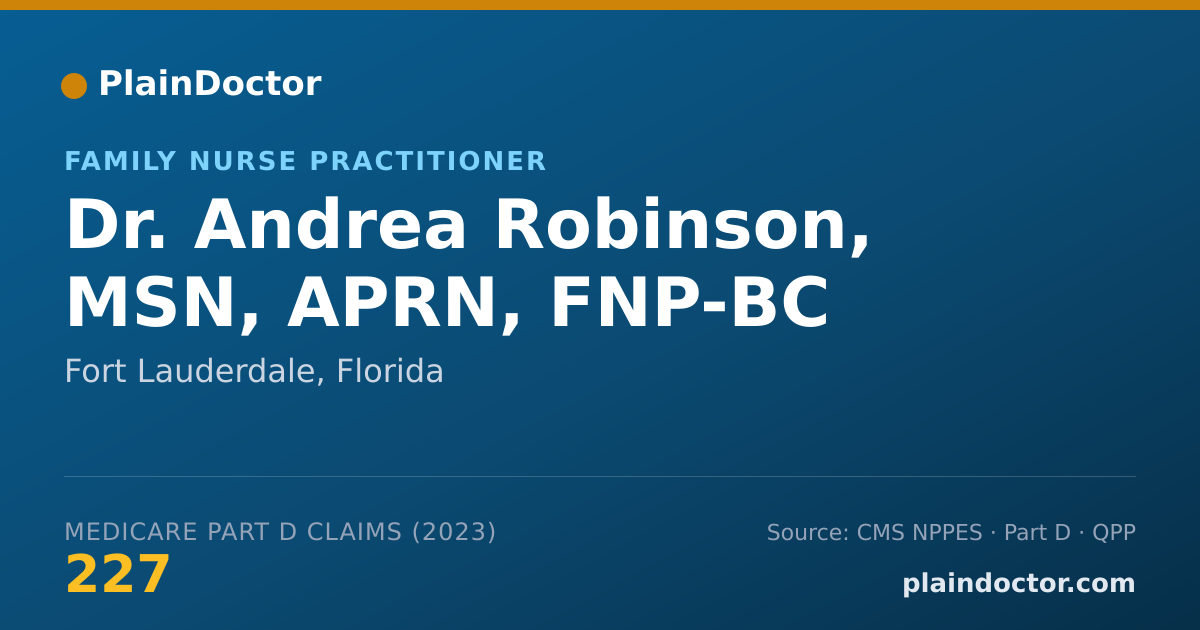 Shareable card for Andrea Robinson, MSN, APRN, FNP-BC - Family Nurse Practitioner, Fort Lauderdale, FL