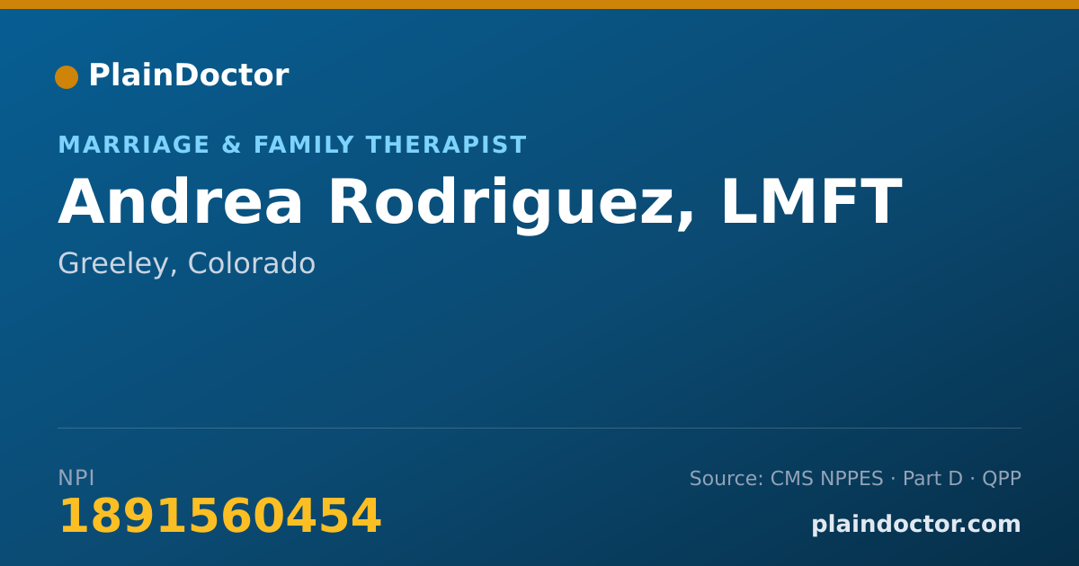 Shareable card for Andrea Rodriguez, LMFT - Marriage & Family Therapist, Greeley, CO