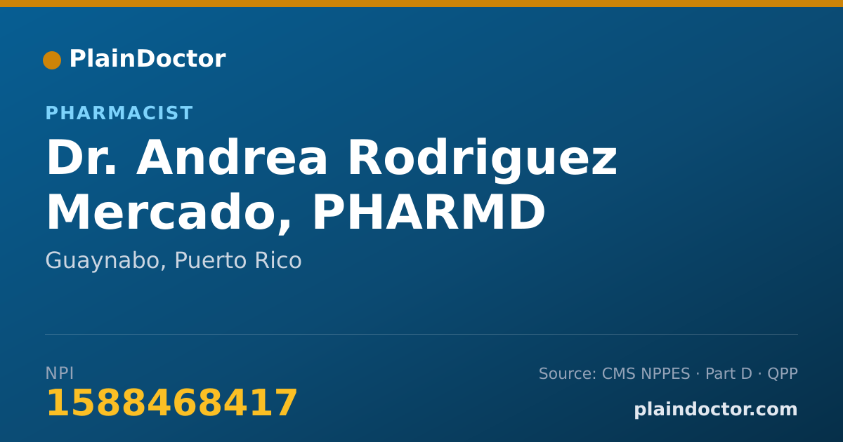 Shareable card for Andrea Rodriguez Mercado, PHARMD - Pharmacist, Guaynabo, PR