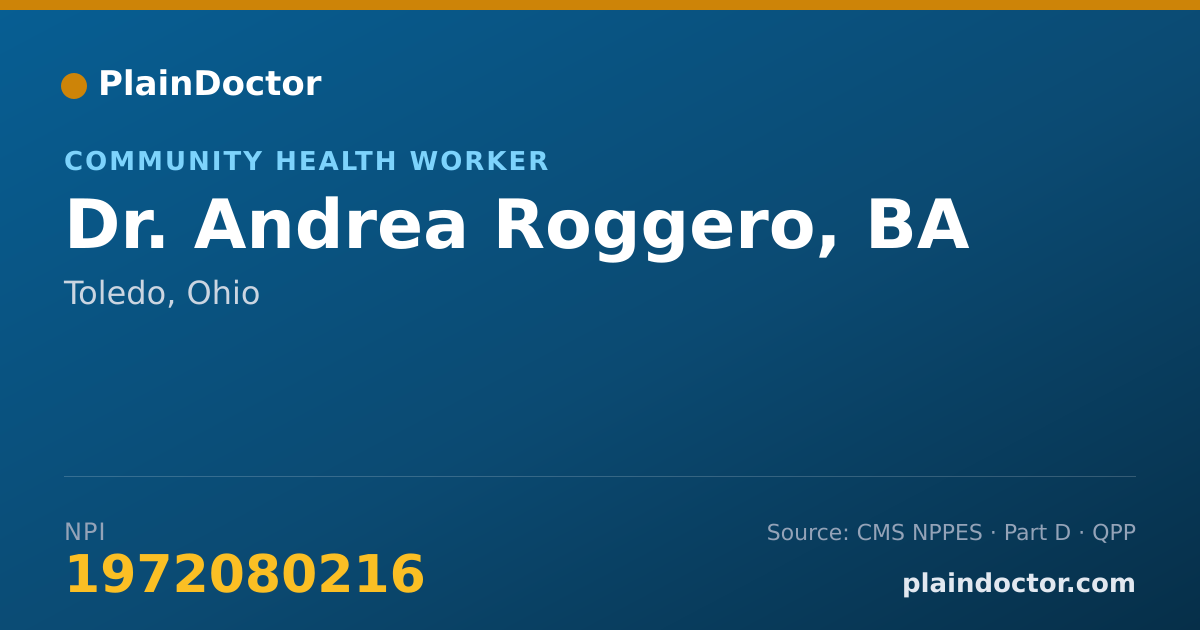 Shareable card for Andrea Roggero, BA - Community Health Worker, Toledo, OH