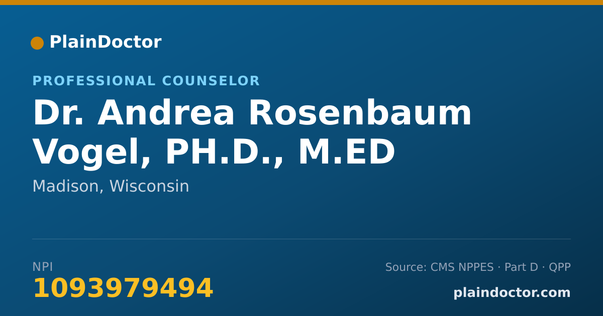Shareable card for Andrea Rosenbaum Vogel, PH.D., M.ED - Professional Counselor, Madison, WI