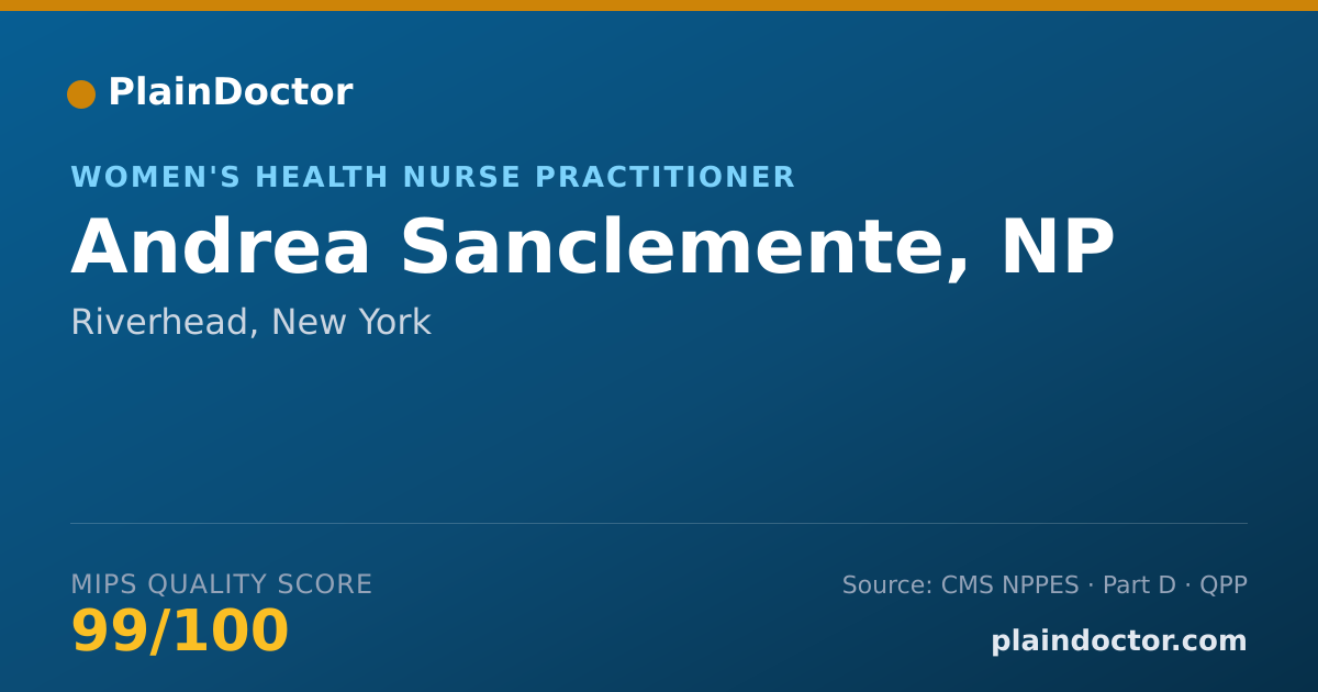 Shareable card for Andrea Sanclemente, NP - Women's Health Nurse Practitioner, Riverhead, NY