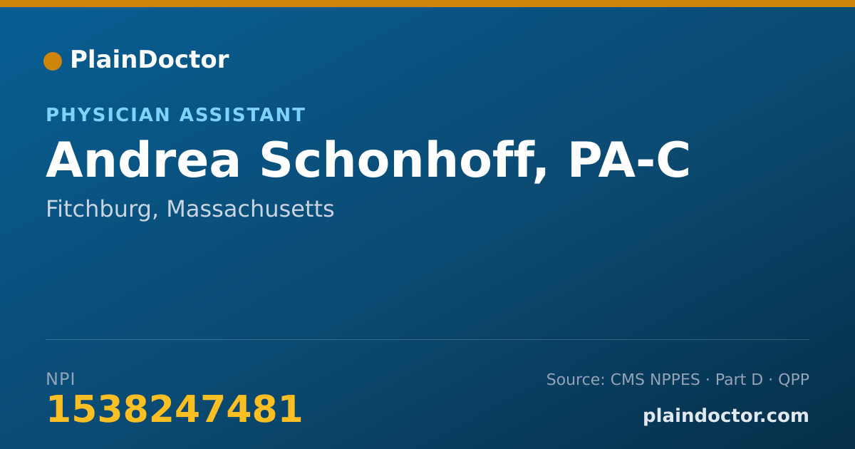 Shareable card for Andrea Schonhoff, PA-C - Physician Assistant, Fitchburg, MA