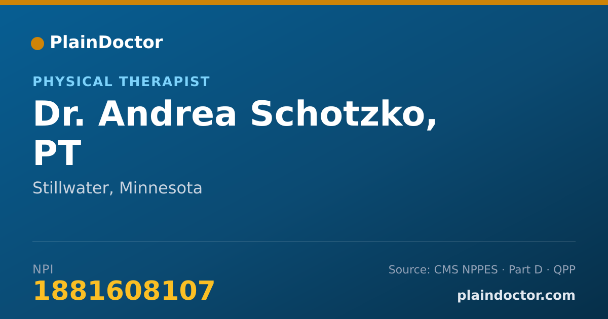 Shareable card for Andrea Schotzko, PT - Physical Therapist, Stillwater, MN