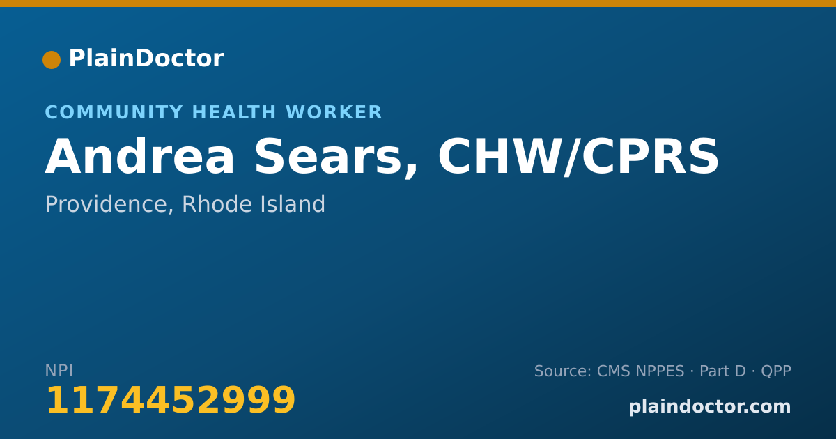 Shareable card for Andrea Sears, CHW/CPRS - Community Health Worker, Providence, RI
