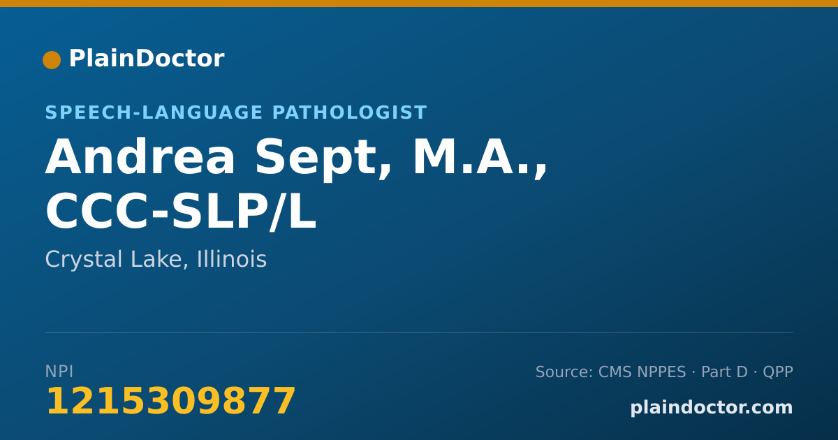 Shareable card for Andrea Sept, M.A., CCC-SLP/L - Speech-Language Pathologist, Crystal Lake, IL