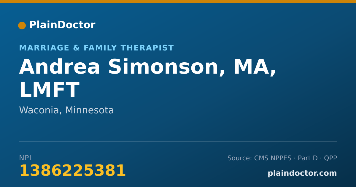 Shareable card for Andrea Simonson, MA, LMFT - Marriage & Family Therapist, Waconia, MN