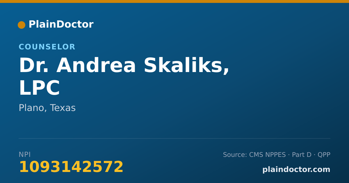 Shareable card for Andrea Skaliks, LPC - Counselor, Plano, TX