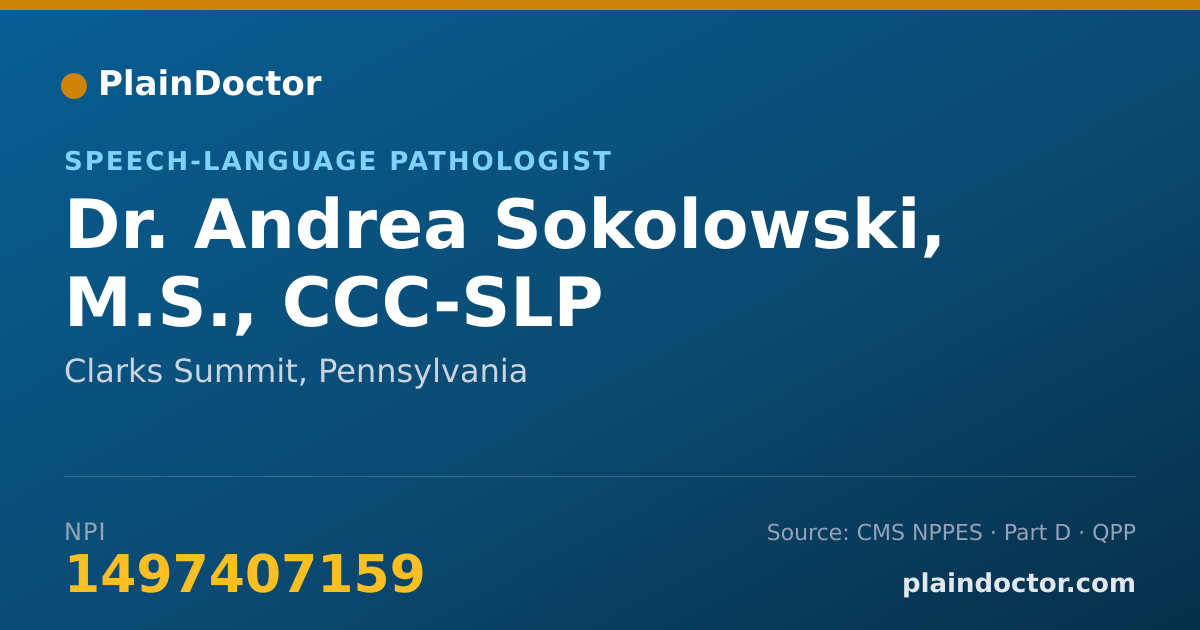 Shareable card for Andrea Sokolowski, M.S., CCC-SLP - Speech-Language Pathologist, Clarks Summit, PA