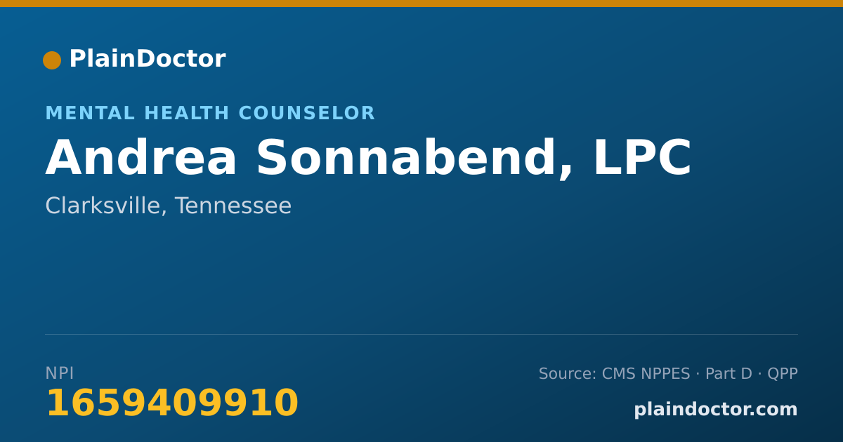 Shareable card for Andrea Sonnabend, LPC - Mental Health Counselor, Clarksville, TN