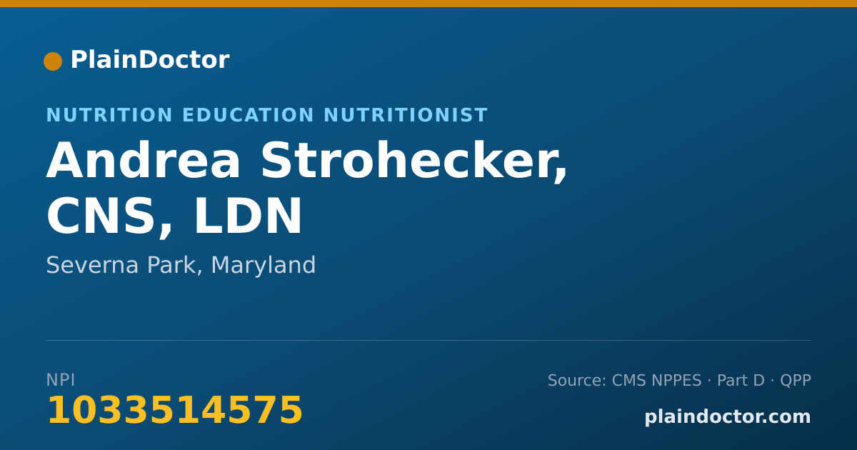 Shareable card for Andrea Strohecker, CNS, LDN - Nutrition Education Nutritionist, Severna Park, MD
