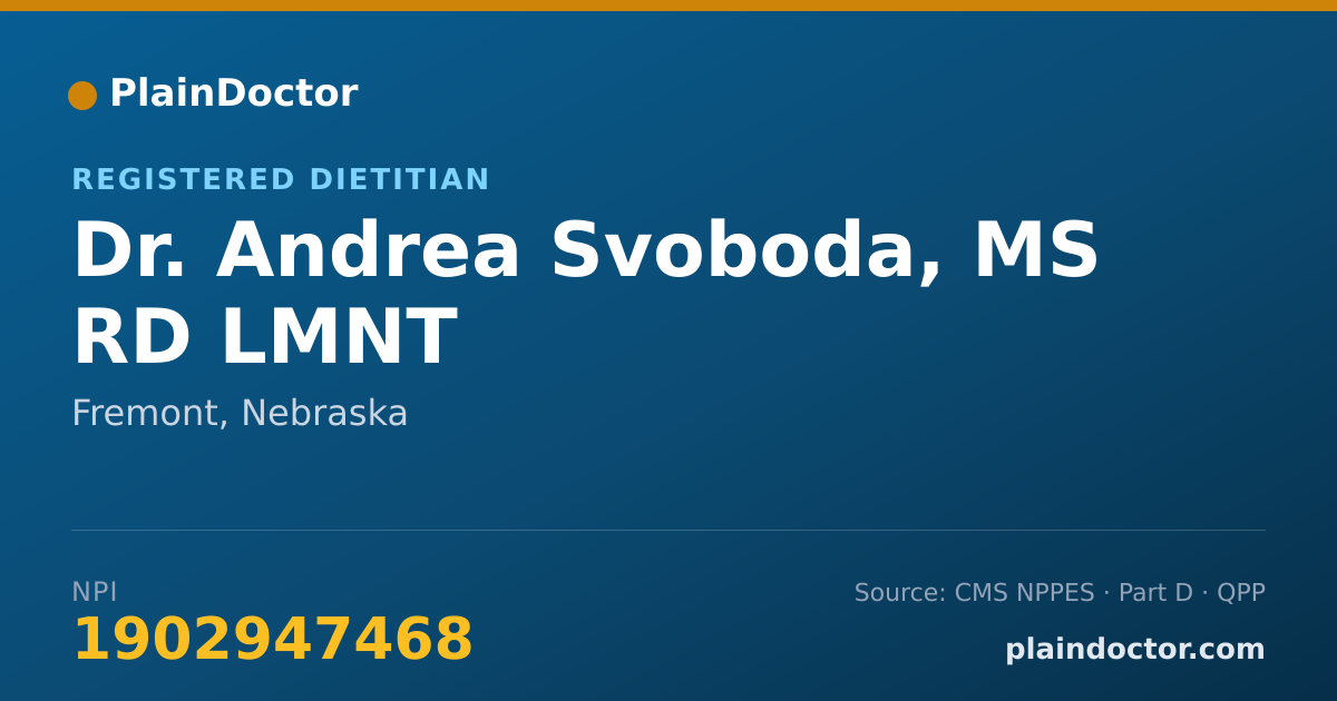 Shareable card for Andrea Svoboda, MS RD LMNT - Registered Dietitian, Fremont, NE