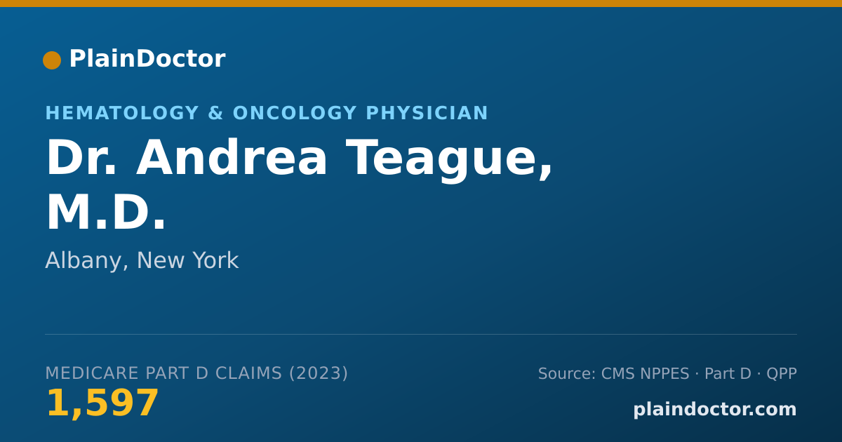 Shareable card for Andrea Teague, M.D. - Hematology & Oncology Physician, Albany, NY