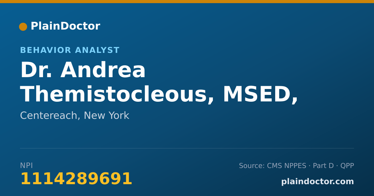 Shareable card for Andrea Themistocleous, MSED, BCBA - Behavior Analyst, Centereach, NY