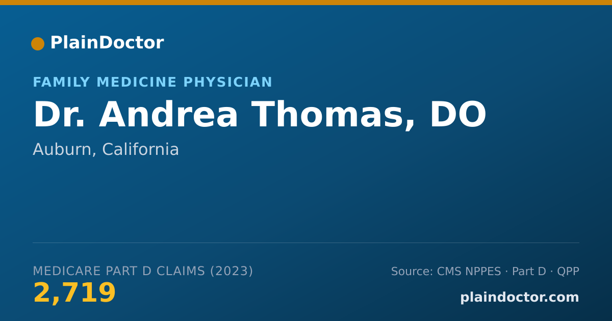 Shareable card for Andrea Thomas, DO - Family Medicine Physician, Auburn, CA