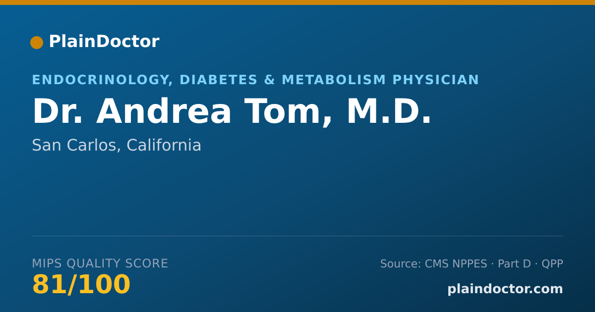 Shareable card for Andrea Tom, M.D. - Endocrinology, Diabetes & Metabolism Physician, San Carlos, CA